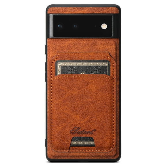 For Google Pixel 6 Suteni H16 Litchi Texture Leather Detachable Wallet Back Phone Case(Khaki)