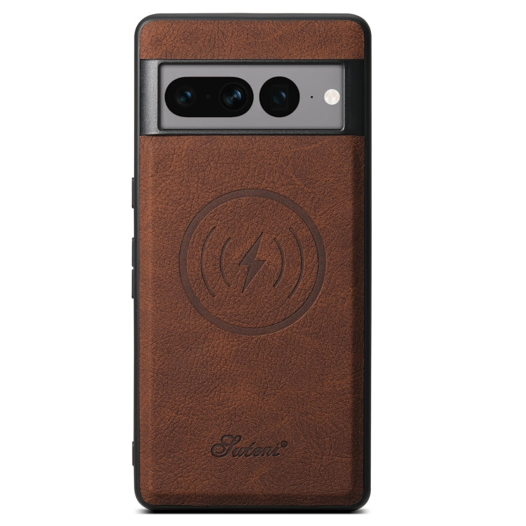For Google Pixel 8a Suteni H16 Litchi Texture Leather Detachable Wallet Back Phone Case(Brown)