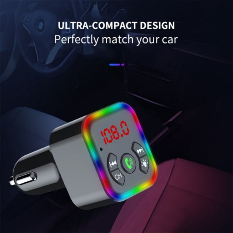 Colorful light Car Hands-free Call Bluetooth Receiver Support U Disk MP3 Player