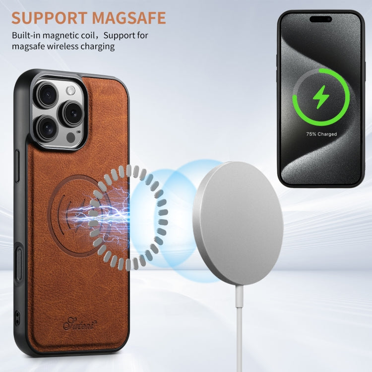 For iPhone 16 Suteni H16 Litchi Texture Leather Detachable Wallet Back Phone Case(Khaki)