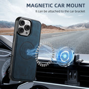 For iPhone 16 Pro Suteni H16 Litchi Texture Leather Detachable Wallet Back Phone Case(Blue)