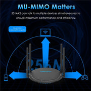 WAVLINK WN531AX2 AX1800 Dual Band Gigabit Wireless Internet Router WiFi 6 Repeater, Plug:US Plug