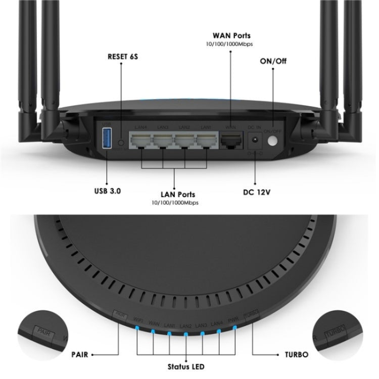 WAVLINK WN531AX2 AX1800 Dual Band Gigabit Wireless Internet Router WiFi 6 Repeater, Plug:AU Plug