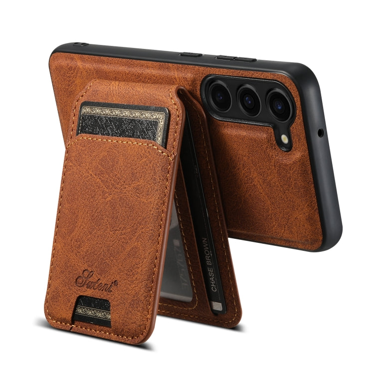 For Samsung Galaxy S24+ 5G Suteni H16 Litchi Texture Leather Detachable Wallet Back Phone Case(Khaki)