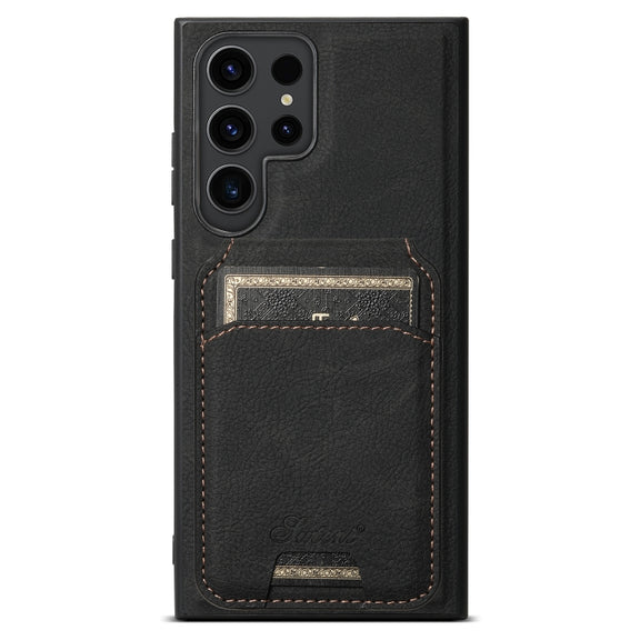 For Samsung Galaxy S24 Ultra 5G Suteni H16 Litchi Texture Leather Detachable Wallet Back Phone Case(Black)
