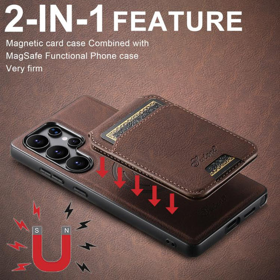 For Samsung Galaxy S25+ 5G Suteni H16 Litchi Texture Leather Detachable Wallet Back Phone Case(Brown)