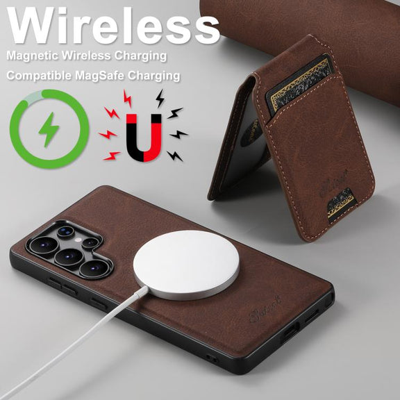 For Samsung Galaxy S25+ 5G Suteni H16 Litchi Texture Leather Detachable Wallet Back Phone Case(Brown)