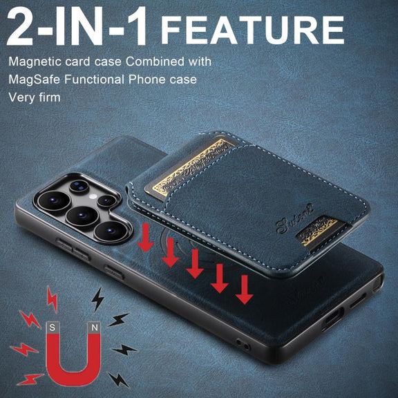 For Samsung Galaxy S25+ 5G Suteni H16 Litchi Texture Leather Detachable Wallet Back Phone Case(Blue)