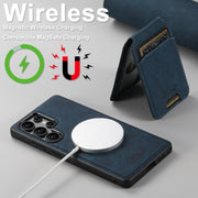 For Samsung Galaxy S25+ 5G Suteni H16 Litchi Texture Leather Detachable Wallet Back Phone Case(Blue)