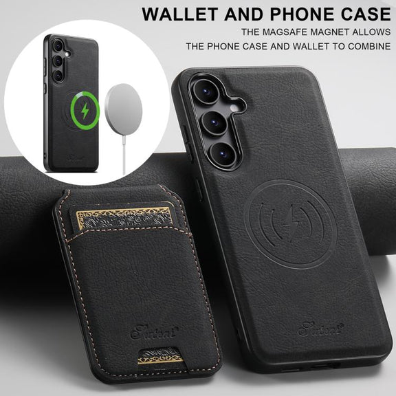 For Samsung Galaxy S25 5G Suteni H16 Litchi Texture Leather Detachable Wallet Back Phone Case(Black)
