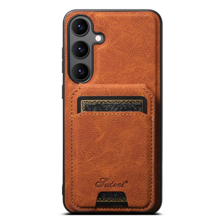 For Samsung Galaxy S25 5G Suteni H16 Litchi Texture Leather Detachable Wallet Back Phone Case(Khaki)