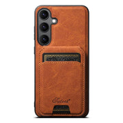 For Samsung Galaxy S25 5G Suteni H16 Litchi Texture Leather Detachable Wallet Back Phone Case(Khaki)