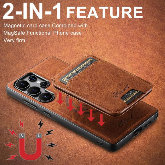 For Samsung Galaxy S25 5G Suteni H16 Litchi Texture Leather Detachable Wallet Back Phone Case(Khaki)