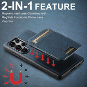 For Samsung Galaxy S25 5G Suteni H16 Litchi Texture Leather Detachable Wallet Back Phone Case(Blue)