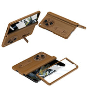 For OPPO Find N3 Integrated Folding Hinge Leather Phone Case with Pen(Brown)