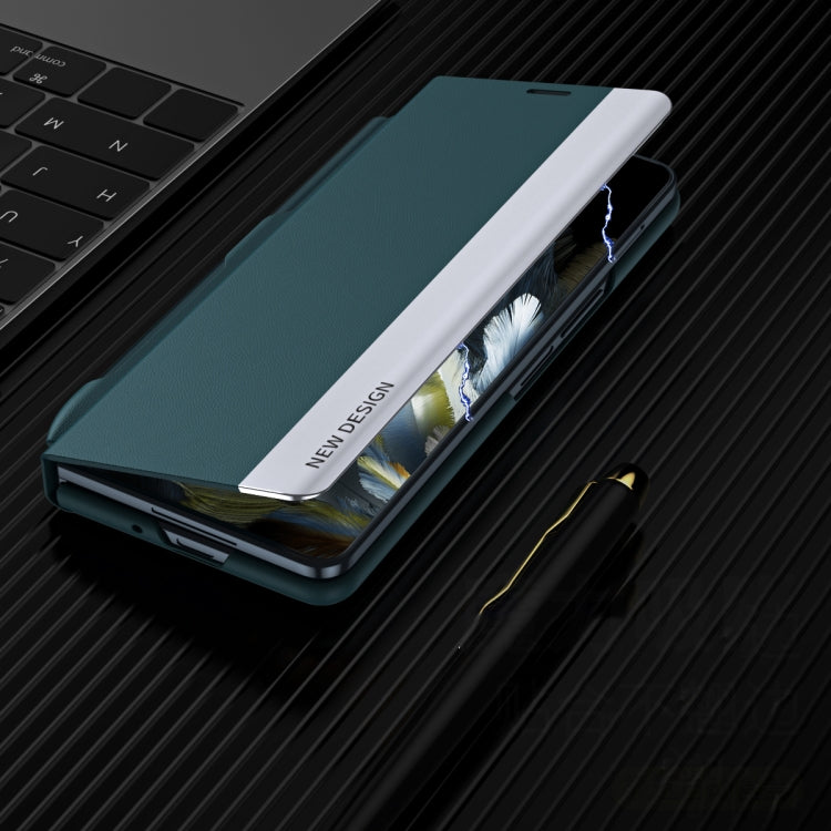 For OPPO Find N3 Side Electroplated Adsorption Leather Phone Case with Pen Slot(Pink)