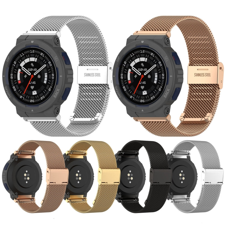 For Amazfit Active Edge A2212 Milan Mesh Single Buckle Watch Band(Rose Gold)