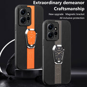 For Xiaomi Redmi Note 12 4G Magnetic Litchi Leather Back Phone Case with Holder(Black)