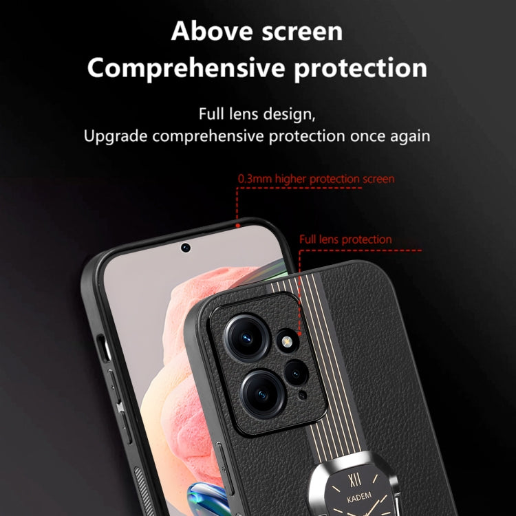 For Xiaomi Redmi Note 12 4G Magnetic Litchi Leather Back Phone Case with Holder(Black)