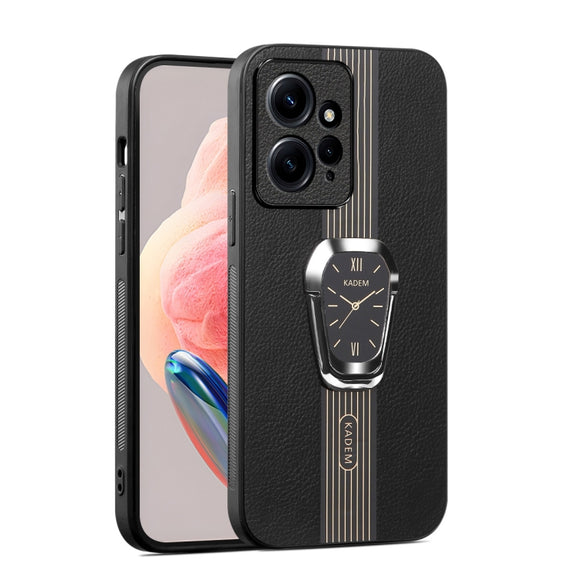 For Xiaomi Redmi Note 12 4G Magnetic Litchi Leather Back Phone Case with Holder(Black)