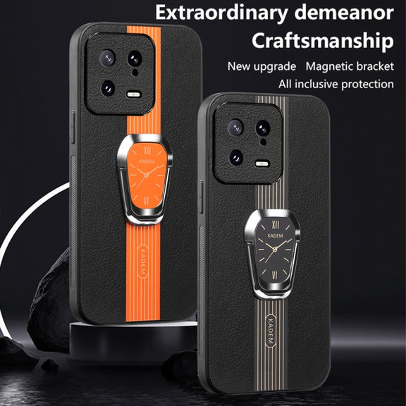 For Xiaomi 13 Magnetic Litchi Leather Back Phone Case with Holder(Green)