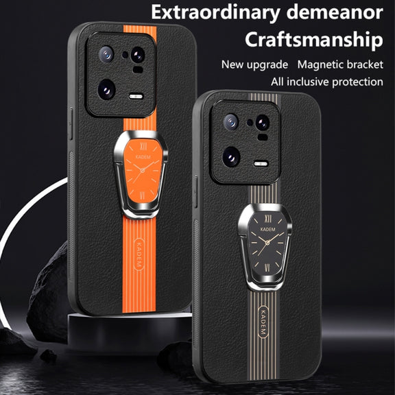 For Xiaomi 13 Pro Magnetic Litchi Leather Back Phone Case with Holder(Black)