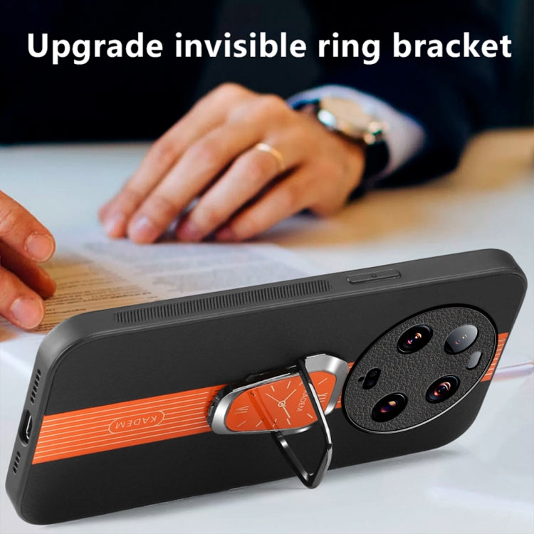 For Xiaomi 13 Ultra Magnetic Litchi Leather Back Phone Case with Holder(Orange)