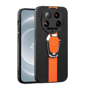 For Xiaomi 14 Ultra Magnetic Litchi Leather Back Phone Case with Holder(Orange)
