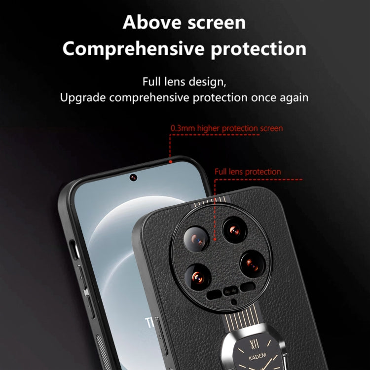 For Xiaomi 14 Ultra Magnetic Litchi Leather Back Phone Case with Holder(Orange)