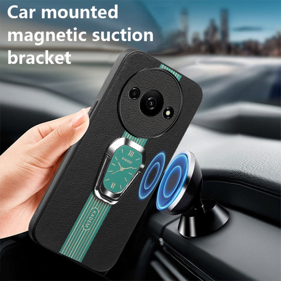 For Xiaomi Redmi A3 Magnetic Litchi Leather Back Phone Case with Holder(Green)