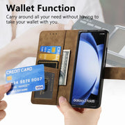 For Samsung Galaxy Z Fold5 5G Retro MagSafe Magnetic Zipper Wallet Leather Phone Case(Brown)