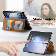 For Samsung Galaxy Z Fold5 5G Retro MagSafe Magnetic Zipper Wallet Leather Phone Case(Brown)
