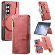 For Samsung Galaxy Z Fold5 5G Retro MagSafe Magnetic Zipper Wallet Leather Phone Case(Pink) - Galaxy Z Fold5 Cases by PMC TechLife | Online Shopping South Africa | PMC TechLife | Buy Now Pay Later Mobicred