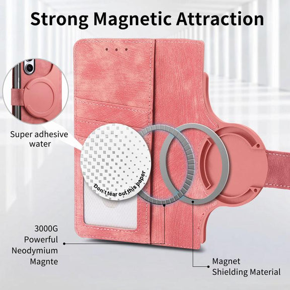 For Samsung Galaxy Z Fold5 5G Retro MagSafe Magnetic Zipper Wallet Leather Phone Case(Pink)