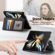For Samsung Galaxy Z Fold4 Retro MagSafe Magnetic Zipper Wallet Leather Phone Case(Black)