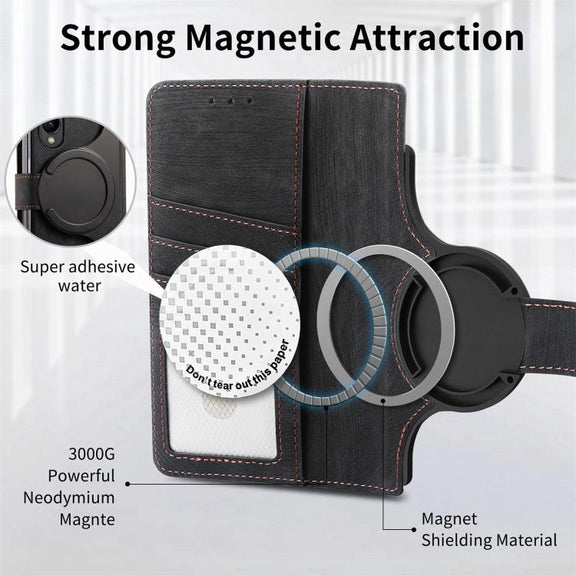 For Samsung Galaxy Z Fold4 Retro MagSafe Magnetic Zipper Wallet Leather Phone Case(Black)
