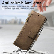 For Samsung Galaxy Z Fold4 Retro MagSafe Magnetic Zipper Wallet Leather Phone Case(Brown)