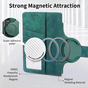 For Samsung Galaxy Z Fold4 Retro MagSafe Magnetic Zipper Wallet Leather Phone Case(Green)