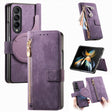 For Samsung Galaxy Z Fold4 Retro MagSafe Magnetic Zipper Wallet Leather Phone Case(Purple) - Galaxy Z Fold4 5G Cases by PMC TechLife | Online Shopping South Africa | PMC TechLife | Buy Now Pay Later Mobicred