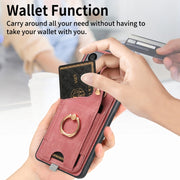For Realme 10 Pro Retro Skin-feel Ring Card Bag Phone Case with Hang Loop(Pink)