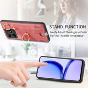 For Realme 10 Pro Retro Skin-feel Ring Card Bag Phone Case with Hang Loop(Pink)