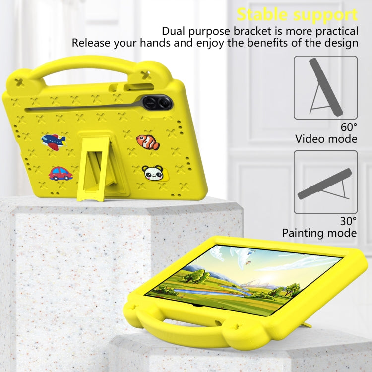 For Honor Pad X9 / X9 2024 Handle Kickstand Children EVA Shockproof Tablet Case(Yellow)