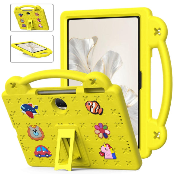 For Honor Pad 9 2023 12.1 Handle Kickstand Children EVA Shockproof Tablet Case(Yellow)