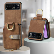 For Motorola Razr 40 Retro Skin-feel Ring Multi-card Wallet Phone Case(Brown)