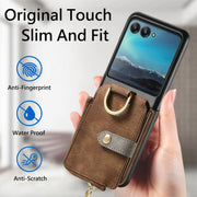 For Motorola Razr 40 Ultra Retro Skin-feel Ring Multi-card Wallet Phone Case(Brown)