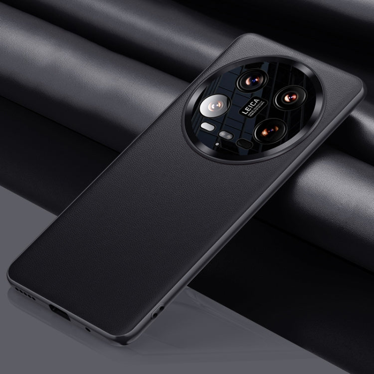 For Xiaomi 14 Ultra Plain-leather All-inclusive Shockproof Phone Case(Black)
