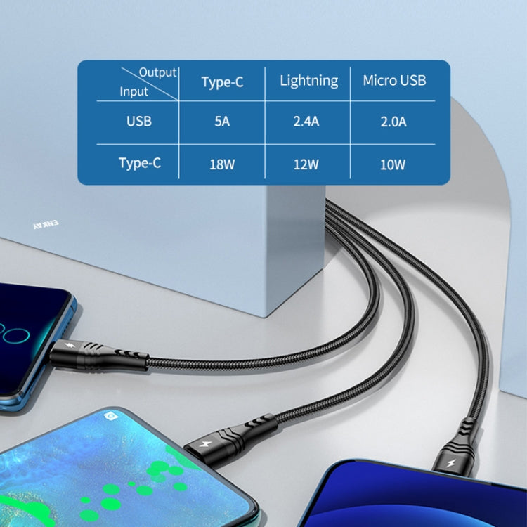 ENKAY 6-in-1 5A USB / Type-C to Type-C / 8 Pin / Micro USB Multifunction Fast Charging Cable, Cable Length:2m(Grey)