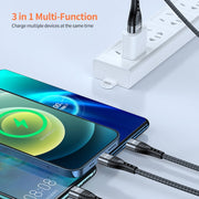 ENKAY 3-in-1 6A USB to Type-C / 8 Pin / Micro USB Multifunction Fast Charging Cable, Cable Length:2m(Black)