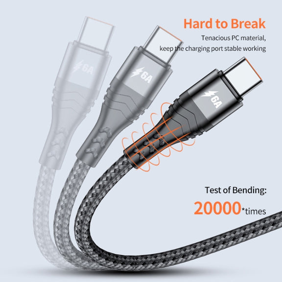 ENKAY 4-in-1 6A USB-A to Type-C / 8 Pin / Micro USB Multifunction Fast Charging Cable, Cable Length:1m(Grey)