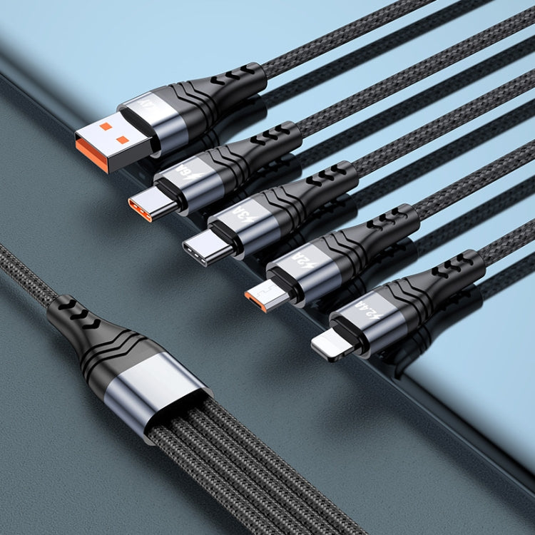 ENKAY 4-in-1 6A USB-A to Type-C / 8 Pin / Micro USB Multifunction Fast Charging Cable, Cable Length:1m(Grey)